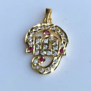 Tamil OM -ஓம் Panchaloha Dollar with AD Stones – Divine Zircon Pendant