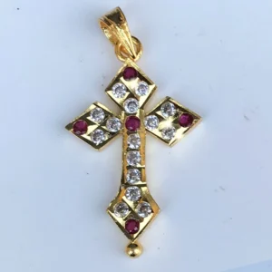 AD Stone Jesus Cross Dollar – Premium Zircon Christian Pendant