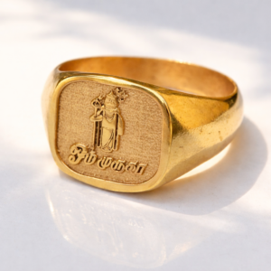 Om Murugan Standing Pose Panchaloha Ring – Divine Tamil God Jewelry