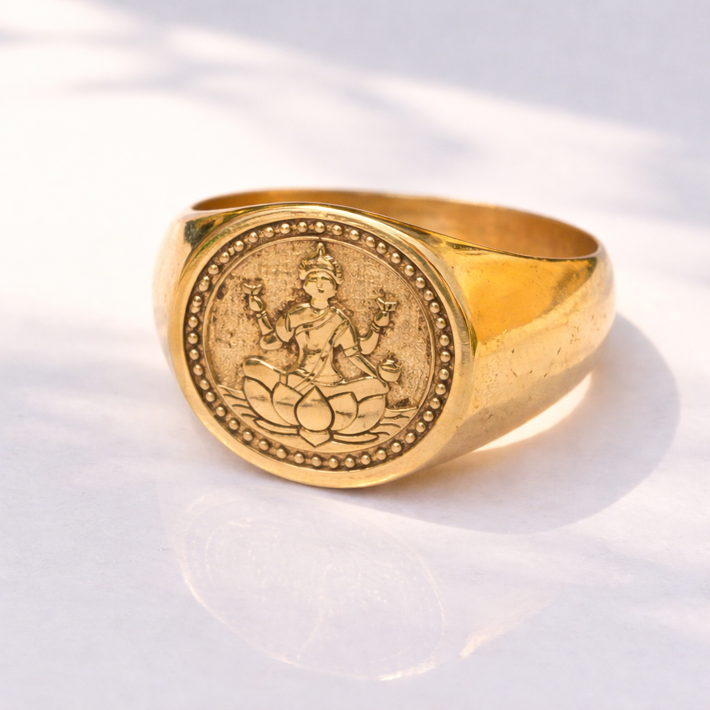 Sri Lakshmi Devi Panchaloga Ring – Auspicious Hindu Jewelry