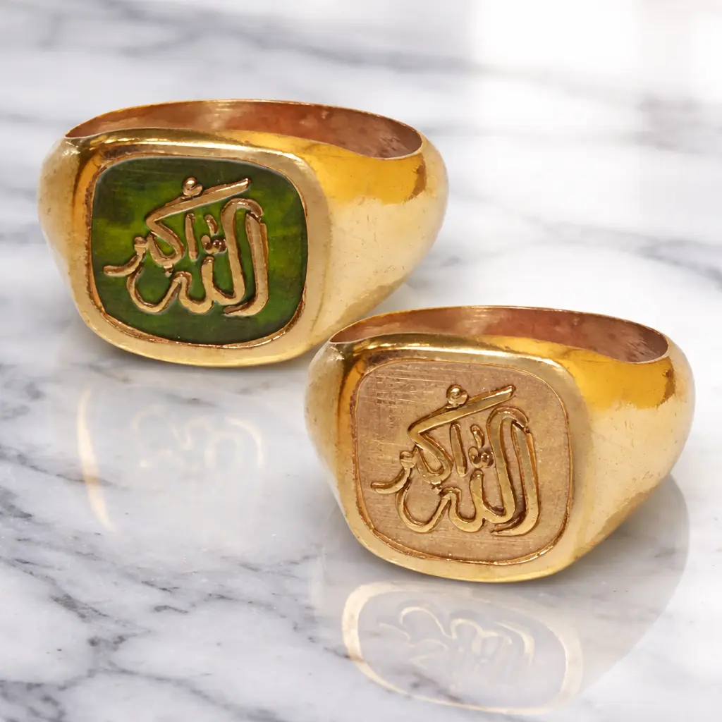 Islamic Allah Calligraphy Signet Panchaloga Ring