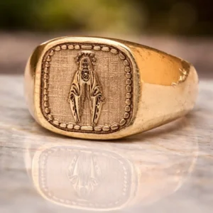 Mary Madha Engraved Panchaloha Ring – Divine Christian Ring