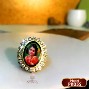 Personalized Photo Ring- 3/4"inch- Oval AD stone-PR03S