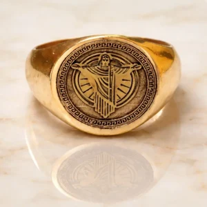 Christian Jesus Blessing Ring – Handmade Panchaloha Engraved Design