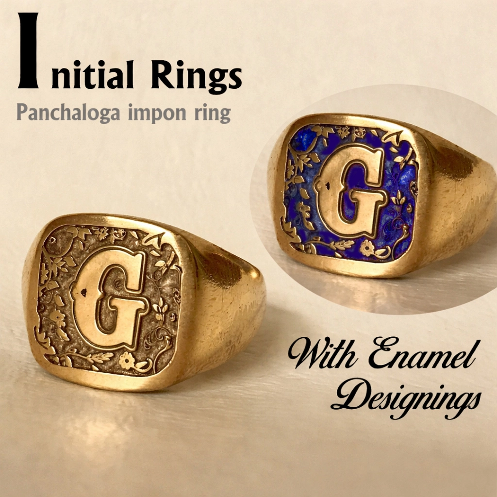Stylish "G" initial Panchaloga Ring