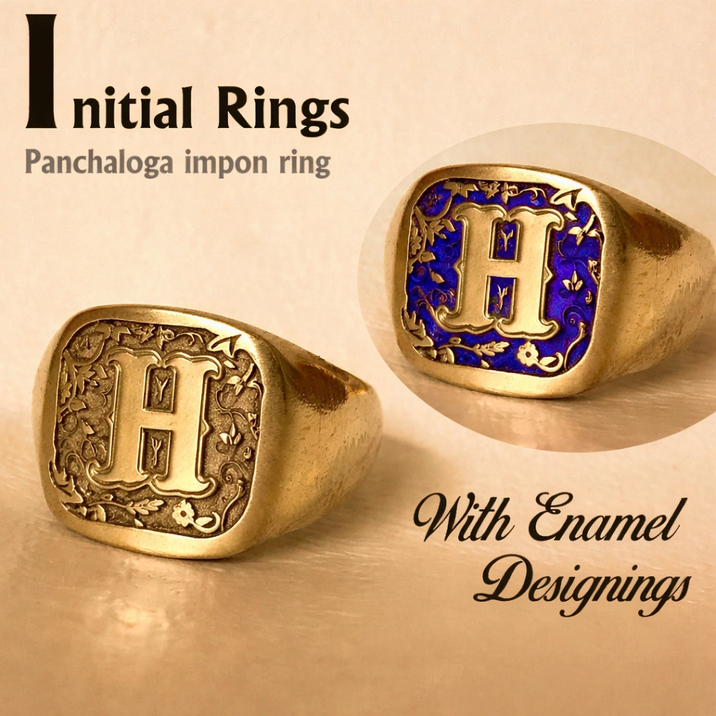 Stylish "H" initial Panchaloga Ring