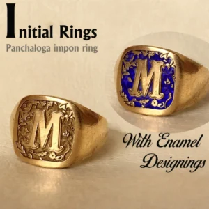 Stylish "M" initial Panchaloga Ring